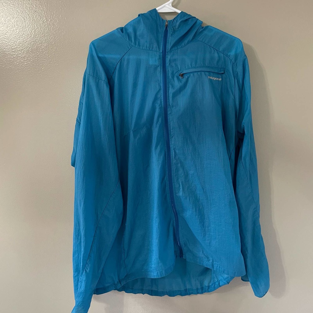 Patagonia Men XL Ultralight Houdini Windbreaker Jacket Blue Full Zip Backpacking
